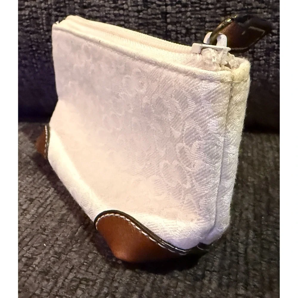 Rosetti Small Makeup Organizer Bag Ivory Dark Brown Vinyl Trim